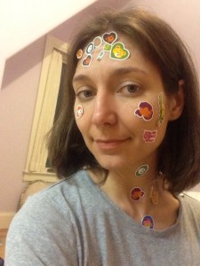 I am so grateful to be able to get down on the floor to play with my kids again. And I make an excellent sticker model!!